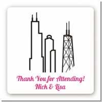Chicago Skyline - Square Personalized Bridal Shower Sticker Labels