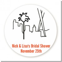 Los Angeles Skyline - Round Personalized Bridal Shower Sticker Labels