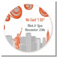 New York Skyline - Round Personalized Bridal Shower Sticker Labels thumbnail