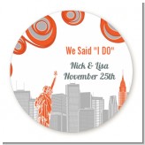 New York Skyline - Round Personalized Bridal Shower Sticker Labels