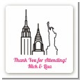 New York Skyline - Square Personalized Bridal Shower Sticker Labels thumbnail