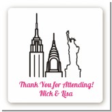 New York Skyline - Square Personalized Bridal Shower Sticker Labels