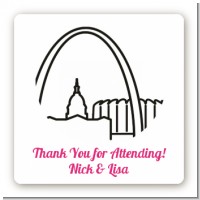 St. Louis Skyline - Square Personalized Bridal Shower Sticker Labels