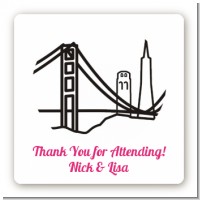 San Francisco Skyline - Square Personalized Bridal Shower Sticker Labels