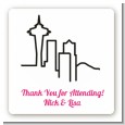 Seattle Skyline - Square Personalized Bridal Shower Sticker Labels thumbnail