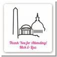 Washington DC Skyline - Square Personalized Bridal Shower Sticker Labels thumbnail