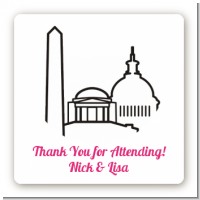 Washington DC Skyline - Square Personalized Bridal Shower Sticker Labels