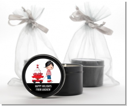 Sleigh Ride Boy - Christmas Black Candle Tin Favors