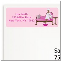 Spa Mom Pink African American - Baby Shower Return Address Labels