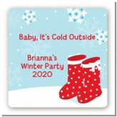 Snow Boots - Square Personalized Christmas Sticker Labels