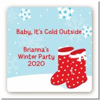 Snow Boots - Square Personalized Christmas Sticker Labels