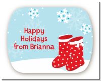 Snow Boots - Personalized Christmas Rounded Corner Stickers