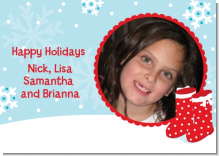 Snow Boots - Personalized Photo Christmas Cards