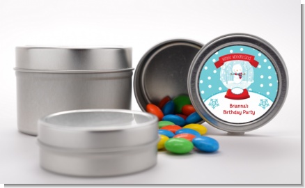 Snow Globe Winter Wonderland - Custom Birthday Party Favor Tins