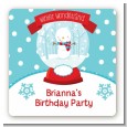 Snow Globe Winter Wonderland - Square Personalized Birthday Party Sticker Labels thumbnail