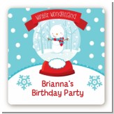 Snow Globe Winter Wonderland - Square Personalized Birthday Party Sticker Labels