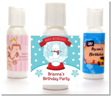 Snow Globe Winter Wonderland - Personalized Birthday Party Lotion Favors