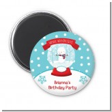 Snow Globe Winter Wonderland - Personalized Birthday Party Magnet Favors