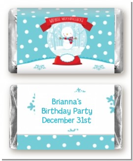 Snow Globe Winter Wonderland - Personalized Birthday Party Mini Candy Bar Wrappers