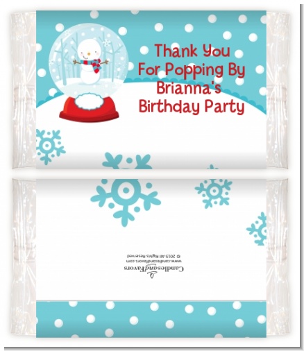 Snow Globe Winter Wonderland - Personalized Popcorn Wrapper Birthday Party Favors