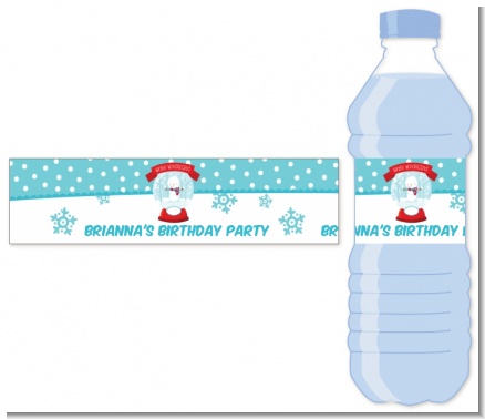 Snow Globe Winter Wonderland - Personalized Birthday Party Water Bottle Labels