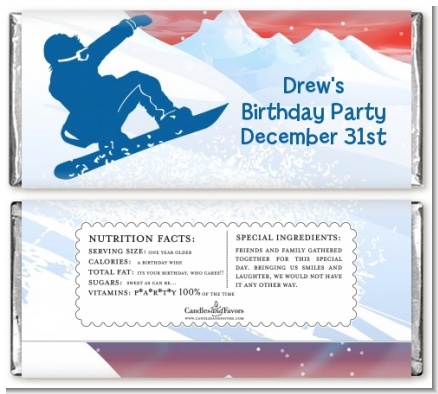 Snowboard - Personalized Birthday Party Candy Bar Wrappers