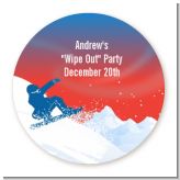 Snowboard - Round Personalized Birthday Party Sticker Labels