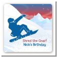 Snowboard - Square Personalized Birthday Party Sticker Labels thumbnail