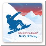 Snowboard - Square Personalized Birthday Party Sticker Labels