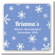 Snowflakes - Square Personalized Birthday Party Sticker Labels thumbnail