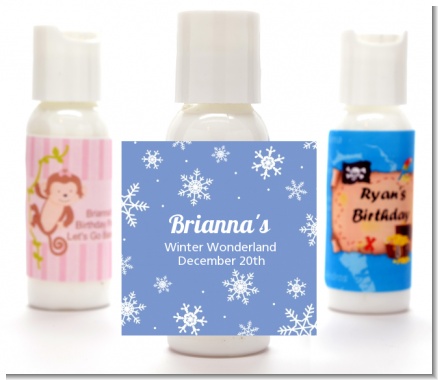 Snowflakes - Personalized Birthday Party Lotion Favors