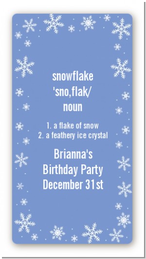 Snowflakes - Custom Rectangle Birthday Party Sticker/Labels