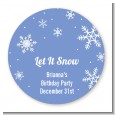 Snowflakes - Round Personalized Birthday Party Sticker Labels thumbnail
