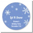 Snowflakes - Round Personalized Birthday Party Sticker Labels thumbnail