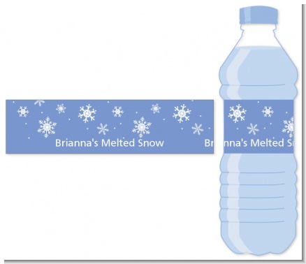 Snowflakes - Personalized Birthday Party Water Bottle Labels