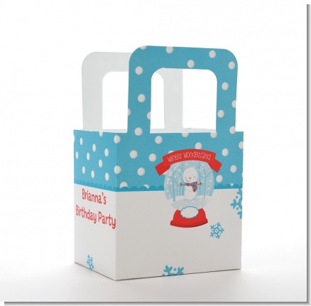 Snow Globe Winter Wonderland - Personalized Birthday Party Favor Boxes