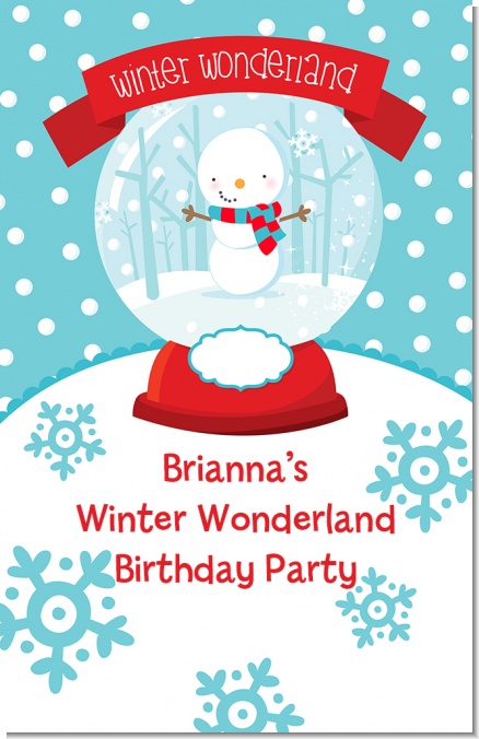 Snow Globe Winter Wonderland - Personalized Birthday Party Wall Art