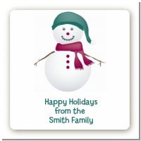Snowman - Square Personalized Christmas Sticker Labels