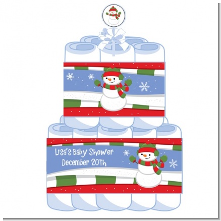 Frosty the Snowman - Personalized Baby Shower Diaper Cake 2 Tier