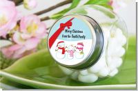 Snowman Family with Snowflakes - Personalized Christmas Candy Jar