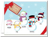 Snowman Family with Snowflakes - Christmas Thank You Cards