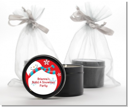 Snowman Fun - Christmas Black Candle Tin Favors