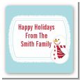 Snowman Snow Scene - Square Personalized Christmas Sticker Labels thumbnail