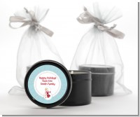 Snowman Snow Scene - Christmas Black Candle Tin Favors