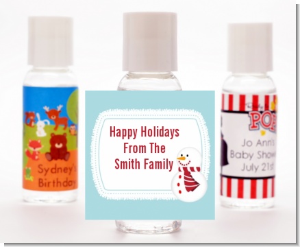 Snowman Snow Scene - Personalized Christmas Hand Sanitizers Favors