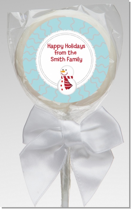 Snowman Snow Scene - Personalized Christmas Lollipop Favors