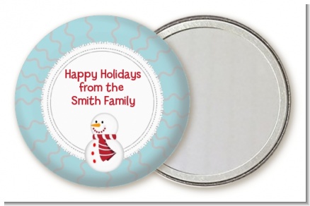 Snowman Snow Scene - Personalized Christmas Pocket Mirror Favors