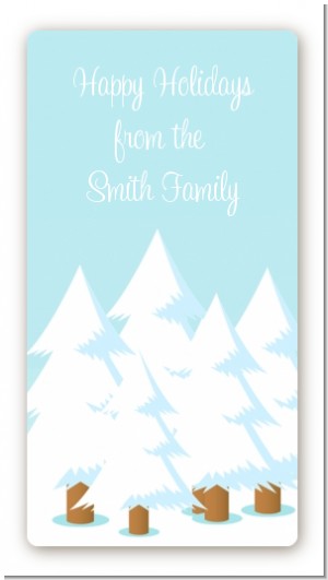 Snowman Snow Scene - Custom Rectangle Christmas Sticker/Labels