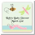 Snug As a Bug - Square Personalized Baby Shower Sticker Labels thumbnail