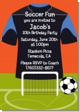 Soccer Jersey Black and Blue - Birthday Party Invitations